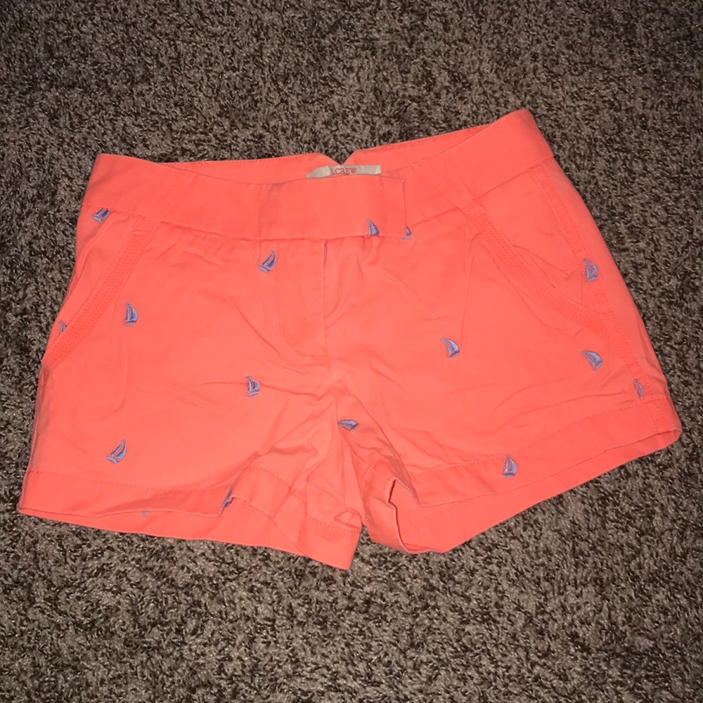 J Crew Factory Siz 2 Orange Sailboat Critter Short